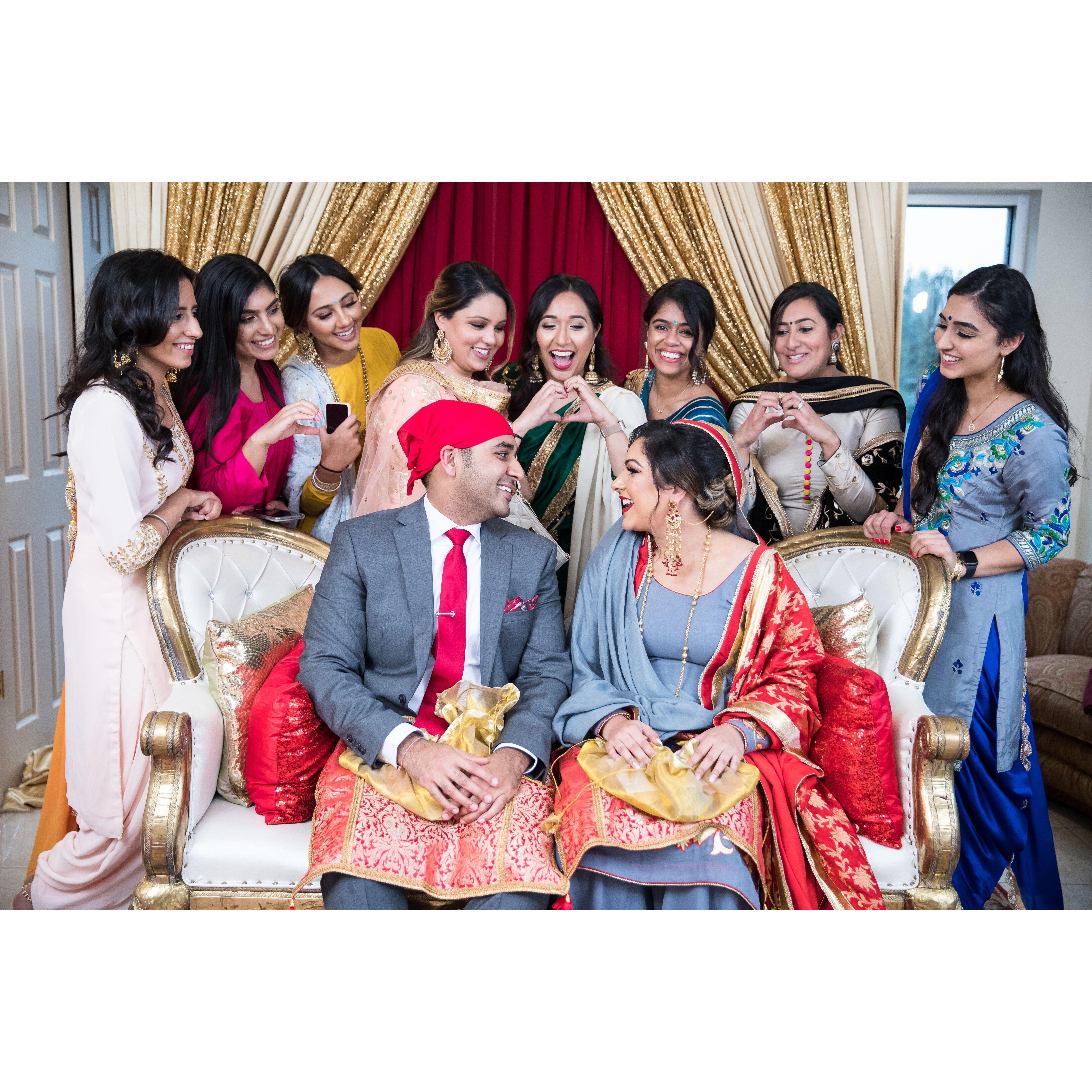 8/10 Bridesmaids showing the future couple some love!