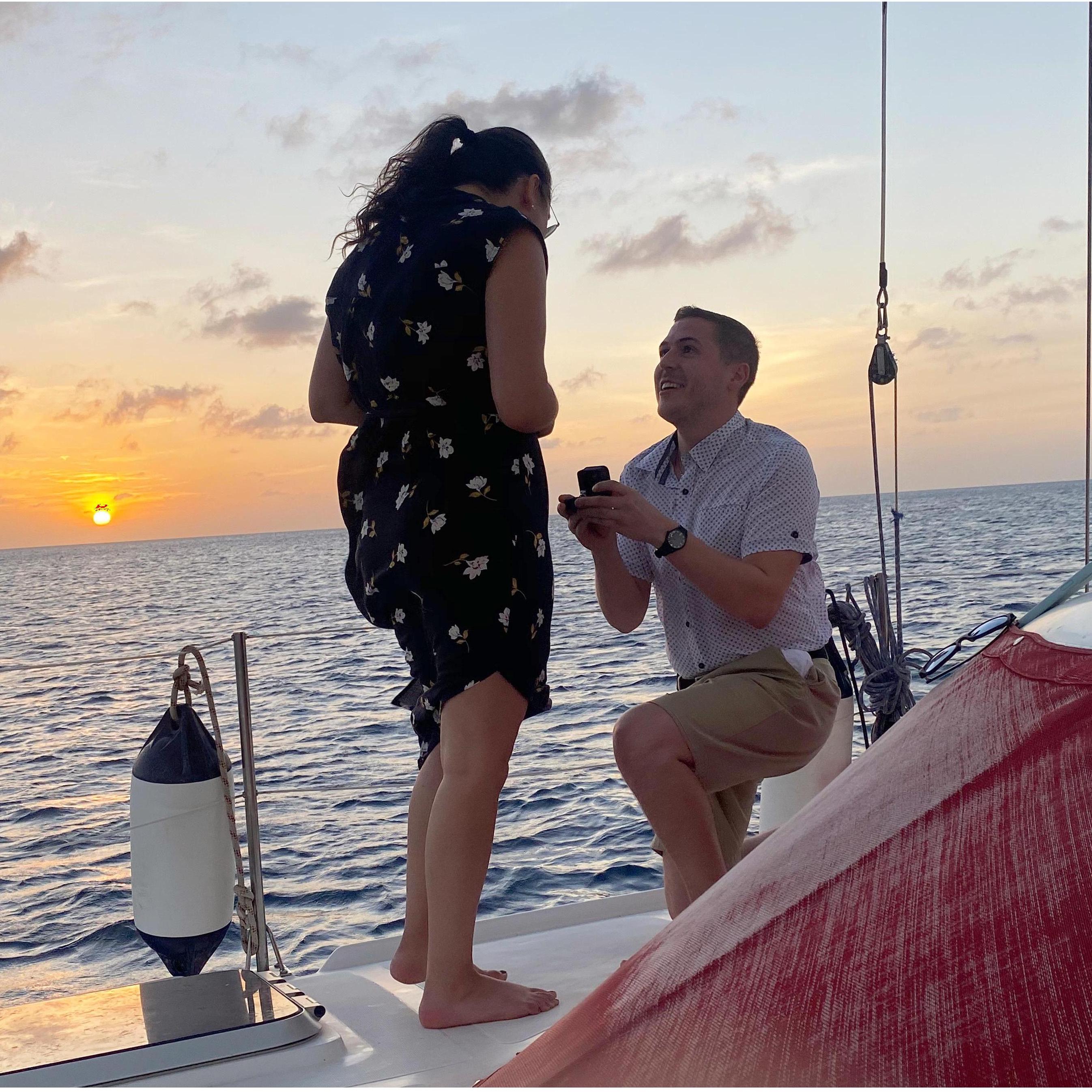 The proposal on a sunset cruise in Bonaire (12/31/2019)