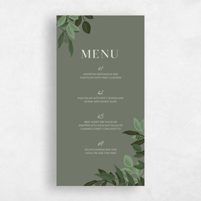 Green Greenery Wedding Menu - Summerlin