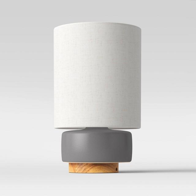 Ceramic Table Lamp with Wood Base Gray - Project 62™
