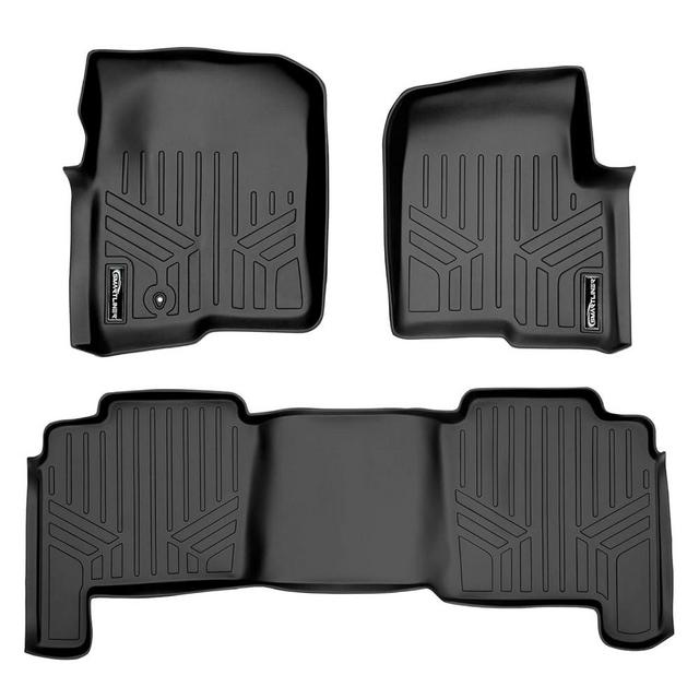SMARTLINER Floor Mats 2 Row Liner Set Black for 2004-2008 Ford F-150 SuperCrew Cab / 2006-2008 Lincoln Mark LT Crew Cab