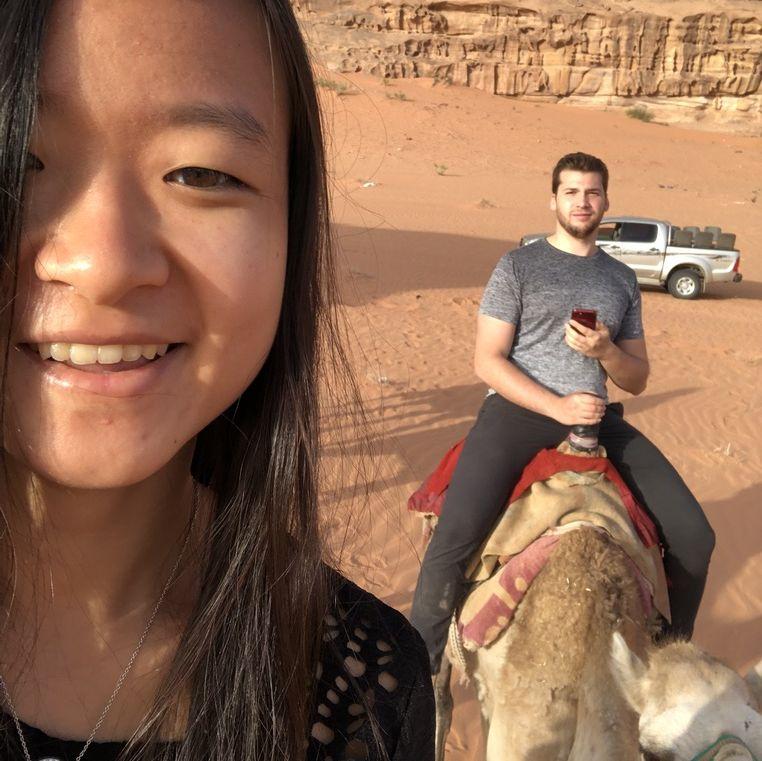 Riding camels in Petra Jordan - May 2019