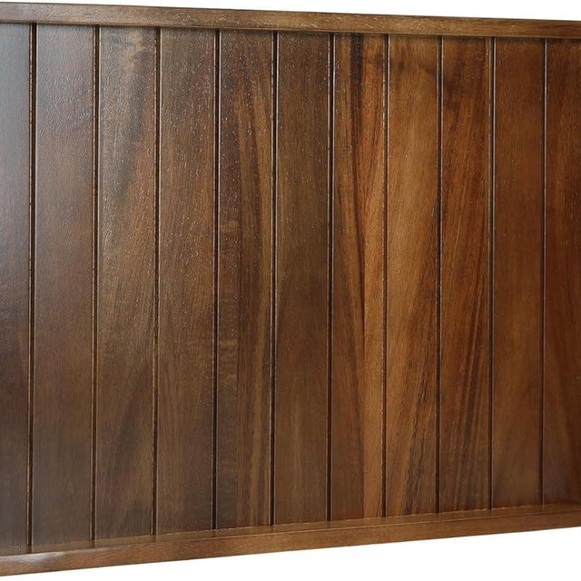 Large Acacia Wooden Serving Tray with Handles 20 x 14 inch Decorative Coffee Table Ottoman Tray for Living Room Extra Large for Kitchen Dinner Food Bar Breakfast in Bed (Dark Brown)