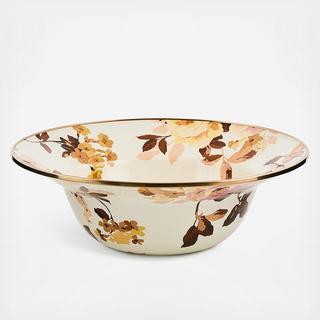 Wild Rose White Stainless Steel Serving Bowl