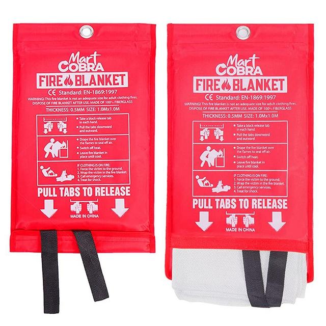 Fire Blanket for Home & Kitchen x2, Emergency Fire Blanket Suppression Blanket, Home Fire Extinguisher Car, Emergency Blankets for Survival Blanket, Fire Blankets Emergency for People and House Grease