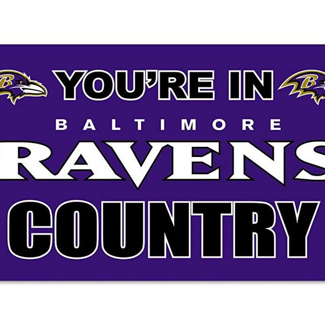 Fremont Die NFL Baltimore Ravens 3' x 5' Flag with Grommets, 3 x 5-Foot, In Country