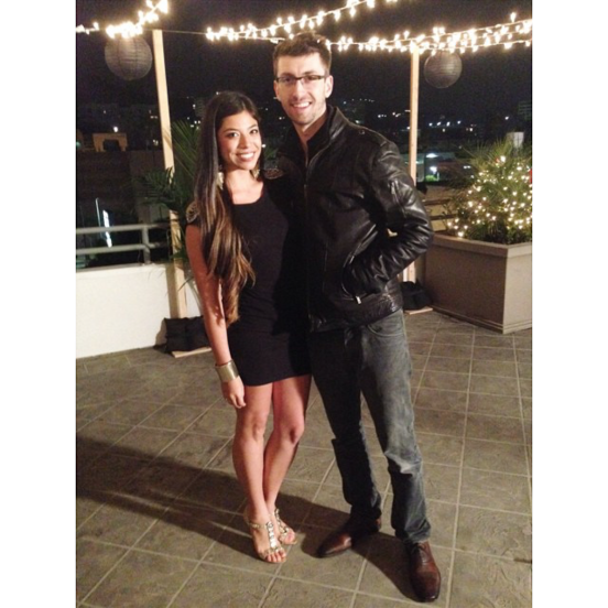 Our very first photo together! On set of Nate's Budweiser Commercial where he asked if she could play background as, "Discerning Woman".