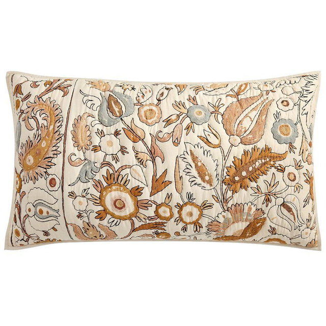 Calista Embroidery Quilted Sham, Blue/Brown Multi, King