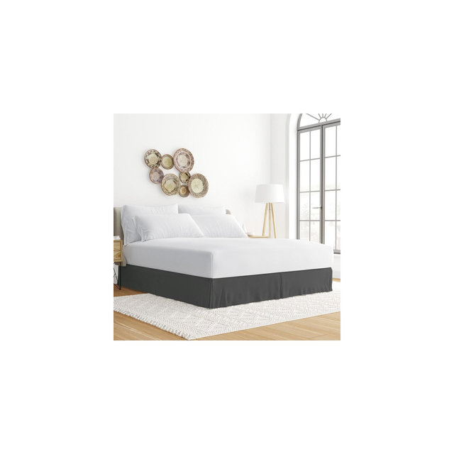 Premium Pleated Dust Ruffle Bed Skirt - Becky Cameron, Gray, Queen
