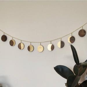 Wood Moon phase garland / moon wall art / boho wall hanging / boho decor / moon decor / nursery moon decor / phase of the moon decor