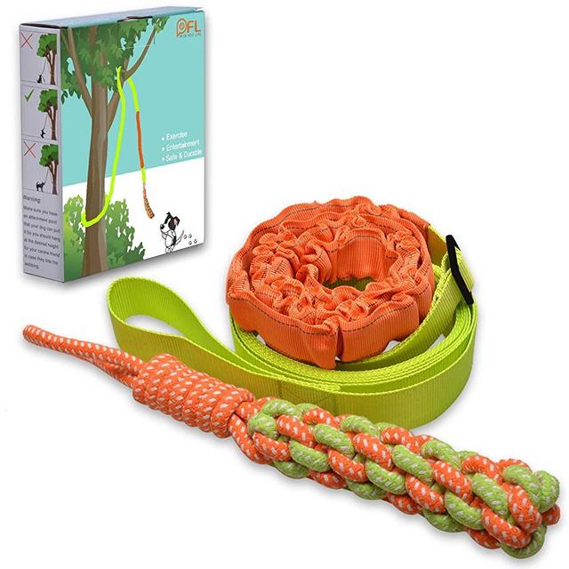 Outdoor Hanging Bungee Dog Tug Toy,Interactive Tug-of-War Game for Pitbull & Small to Large Dogs,Durable Tugger to Exercise and Fun Solo Play with a Indestructible Rope Chew Toy (Green) (green1)