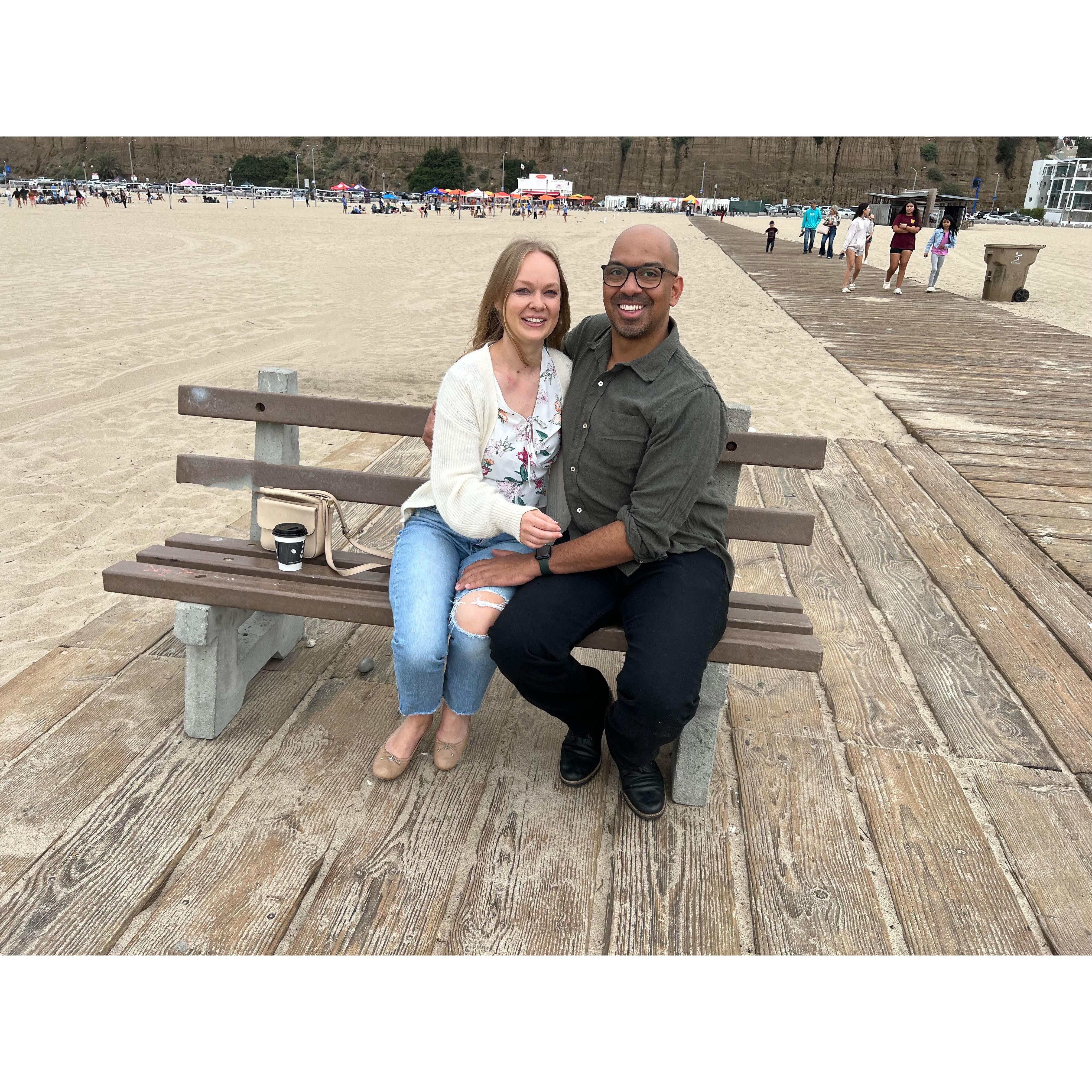 Right after Chad proposed on Santa Monica beach!