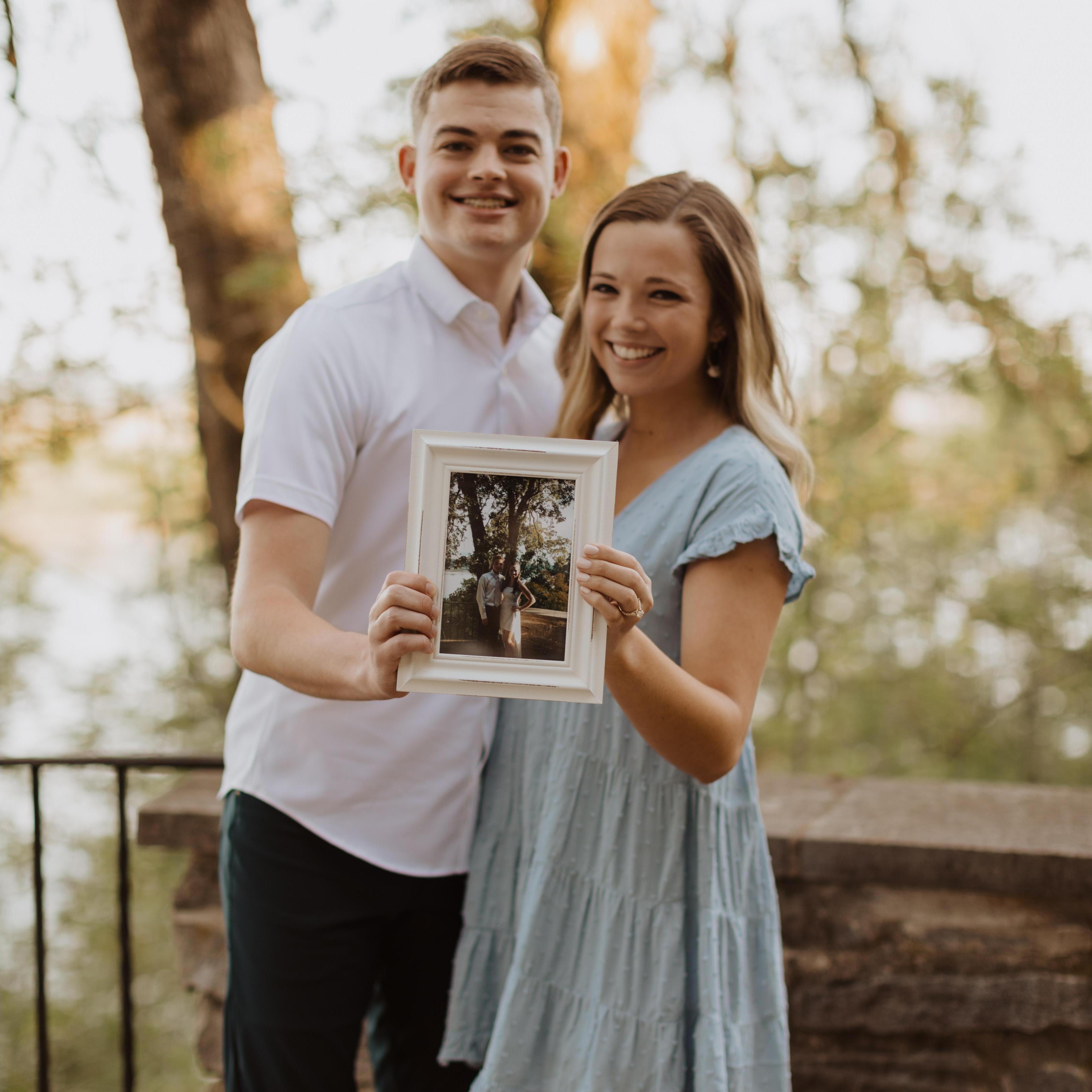 Reenacting a photo from our first Homecoming dance together.