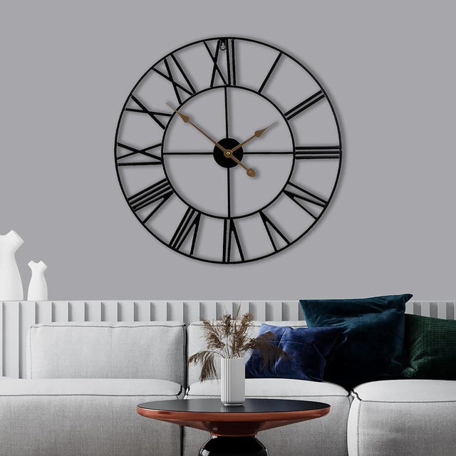 Sorbus Large Wall Clock for Living Room Decor, (30CM) 12 Inch Wall Clock Decorative, Metal Analog Roman Numeral Wall Clock Modern Wall Clocks - Large Clock Home Decor (Black)
