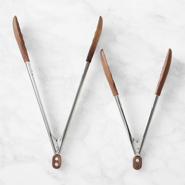 Williams Sonoma Tongs Set of 2, 9-Inch and 12-Inch, Walnut