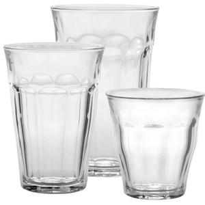 Duralex CC1/18 Made In France Picardie 18-Piece Clear Drinking Glasses & Tumbler Set: Set includes: (6) 8-3/4 oz, (6) 12-5/8 oz, (6) 16-7/8 oz