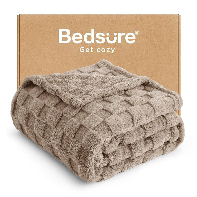 Bedsure Light Taupe Twin XL Blanket for Bed - Super Soft Cozy Fleece Blankets for Women, Cute Small Throws for Girls, Dorm Room Essentials for Girls Teens Back to School, 66x90 Inches