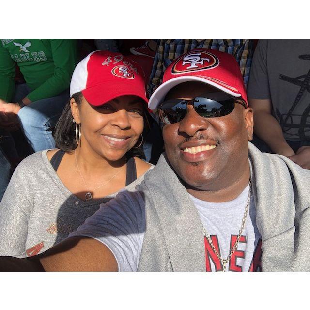 Victor and I at the 49er Game!!!!  GO NINERS!!!!