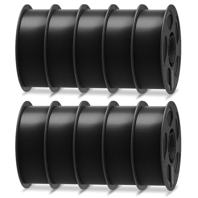 ANYCUBIC PLA Plus (PLA+), 3D Printer Filament 1.75mm Bundle, High Toughness, Dimensional Accuracy +/- 0.02mm, Print with Most FDM 3D Printers, 10 Pack 1KG Reusable Spool Black