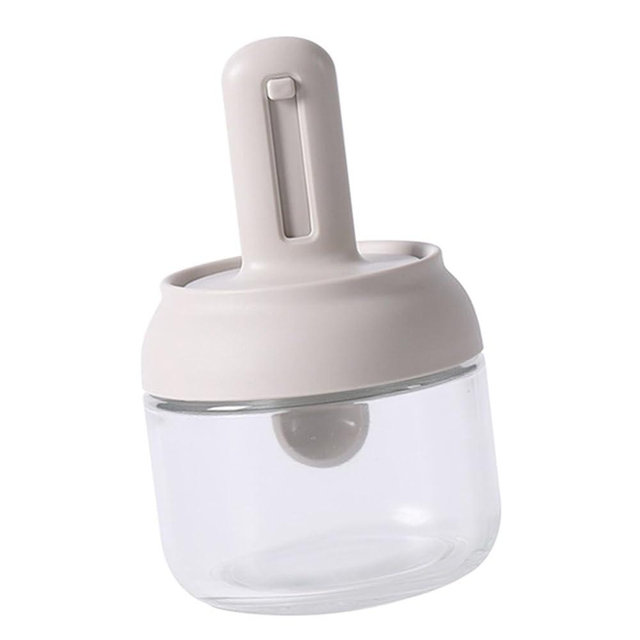 Yosoo Seasoning Jar, Retractable Spoon Glass Transparent Spice Condiment Storage Container Box Glass Home Kitchen Canisters Food Storage Salt Sugar Containers Jars for Sugar Coffee Nuts Seasoning Box