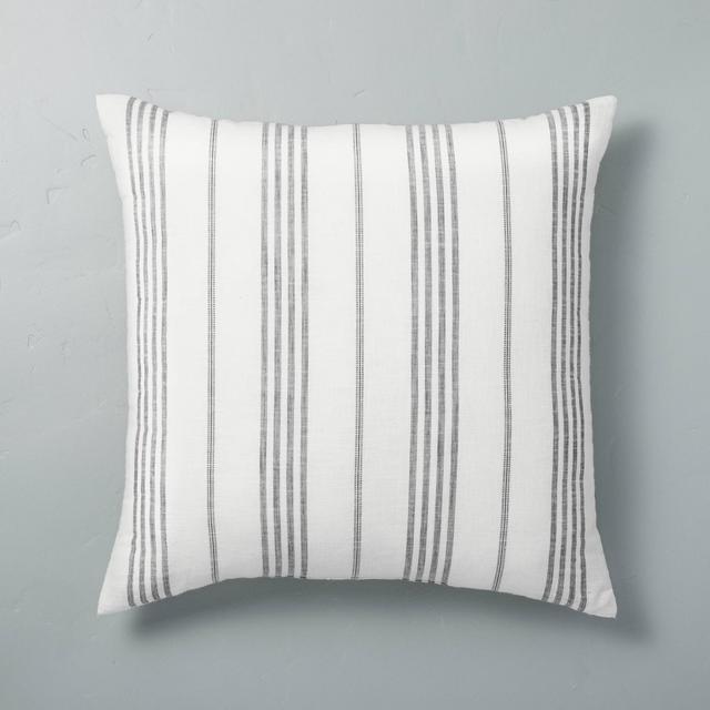 24" x 24" Vertical Stripe Oversized Throw Pillow Sour Cream/Gray - Hearth & Hand™ with Magnolia