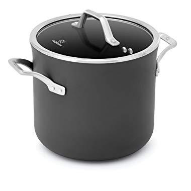Calphalon Signature 8 Quart Covered Stock Pot|Hard Anodized Nonstick Pot with Lid, Black