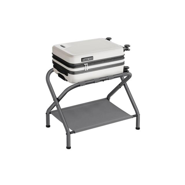 SONGMICS Luggage Rack with Fabric Storage Shelf Suitcasa Stand for Guest Room Bedroom Holds up to 110 lb 1 Pack Slate Gray