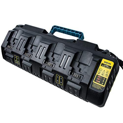 DCB104 12V 20V Fast Charger for Dewalt, 4-Port Lithium Ion MAX Battery Charger Replace for Dewalt DCB112 DCB115 DCB102BP DCB107 DCB105 DCB10, Use for DCB606 DCB205 DCB206 DCB204 DCB120 Li-ion Battery