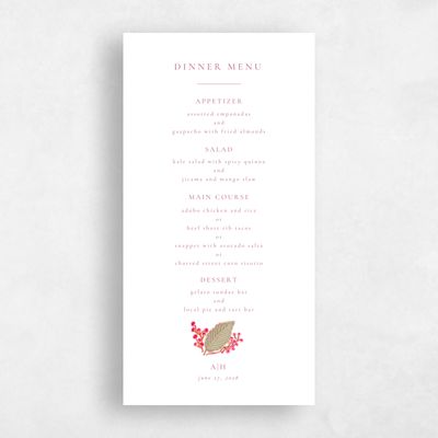 Fuchsia, Pink Wedding Menu - Elody