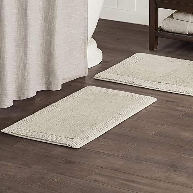 Madison Park Signature Splendor Reversible 100% Cotton Tufted Bathroom Rug-3000 GSM Hotel Quality Luxurious Plush High Pile Bath Mat Absorbent, Quick Dry, Shower Room Décor, 21x34, Taupe