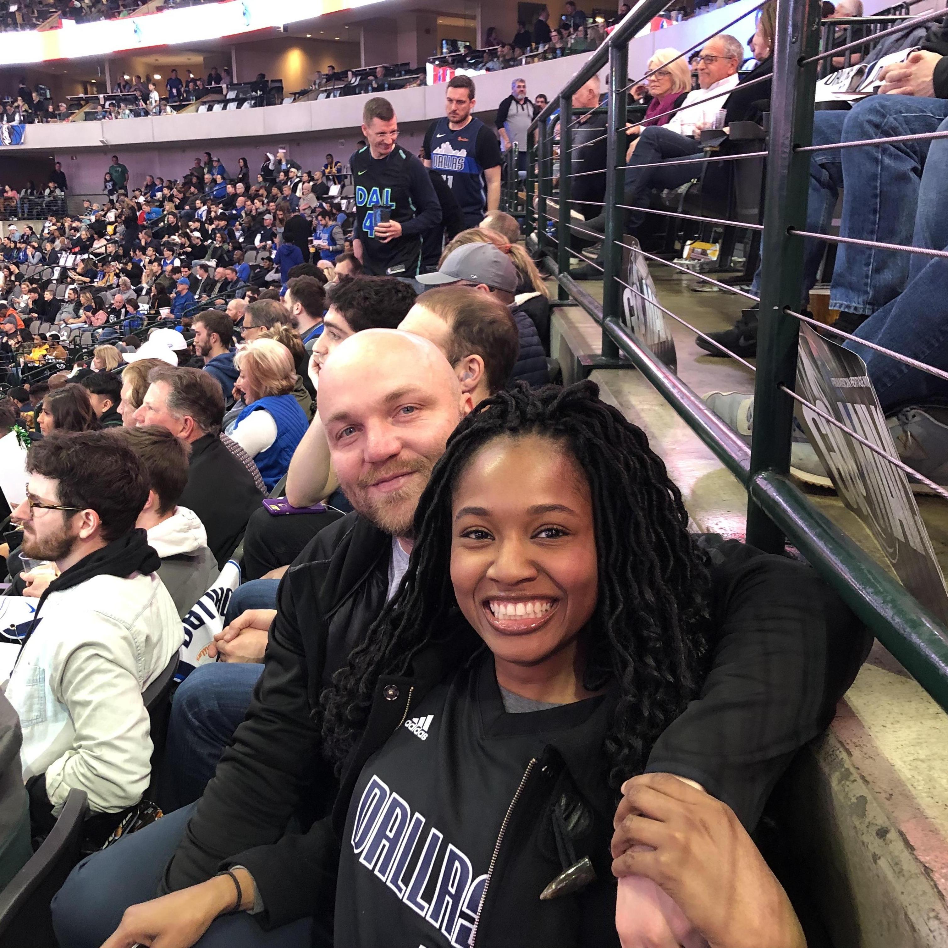 We love cheering for the Dallas Mavericks! Derek attended his first NBA game in February 2019.