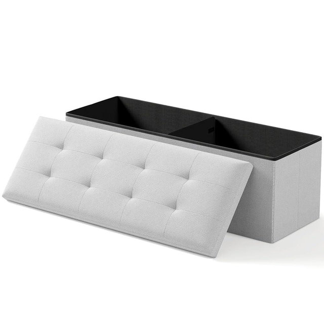 OS MOTOR Folding Storage Ottoman Bench, Multi-Functional Ottoman Footrest, End of Bed Bench, Storage Chest for Living Room, Bedroom, Hallway, Entryway, Holds Up to 700 lbs (Light Gray, 43 Inches)
