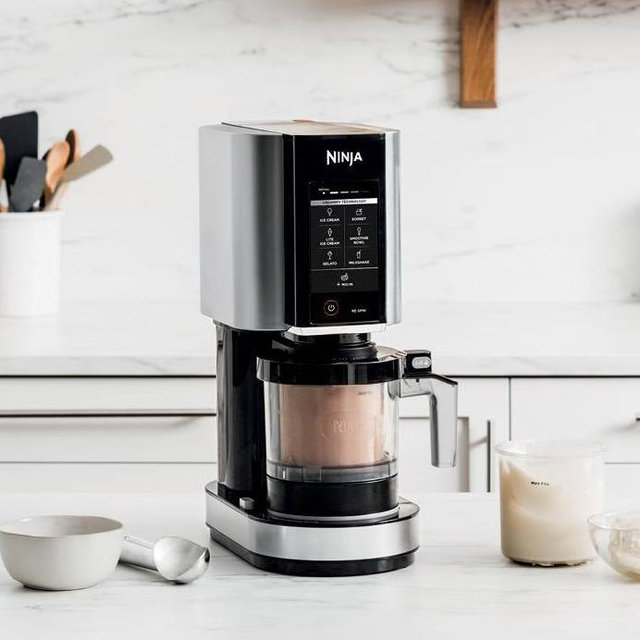 Ninja NC301 CREAMi Ice Cream Maker, for Gelato, Mix-ins, Milkshakes, Sorbet, Smoothie Bowls & More, 7 One-Touch Programs, with (2) Pint Containers & Lids, Compact Size, Perfect for Kids, Silver