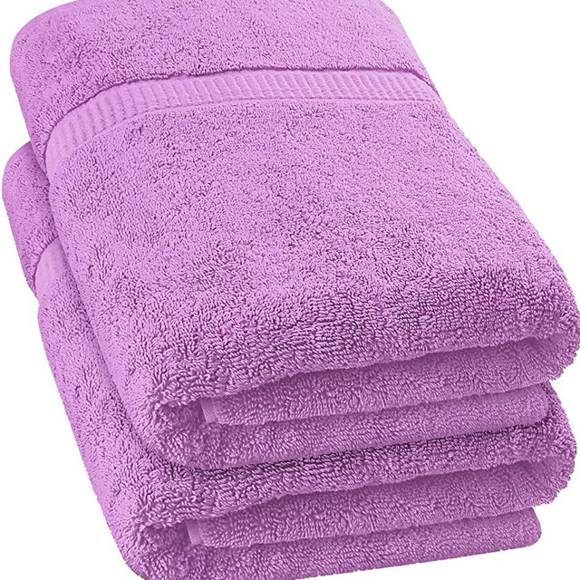 Utopia Towels - Luxurious Jumbo Bath Sheet (35 x 70 Inches, Lavender) - 600 GSM 100% Ring Spun Cotton Highly Absorbent and Quick Dry Extra Large Bath Sheet - Super Soft Hotel Quality Towel (2-Pack)