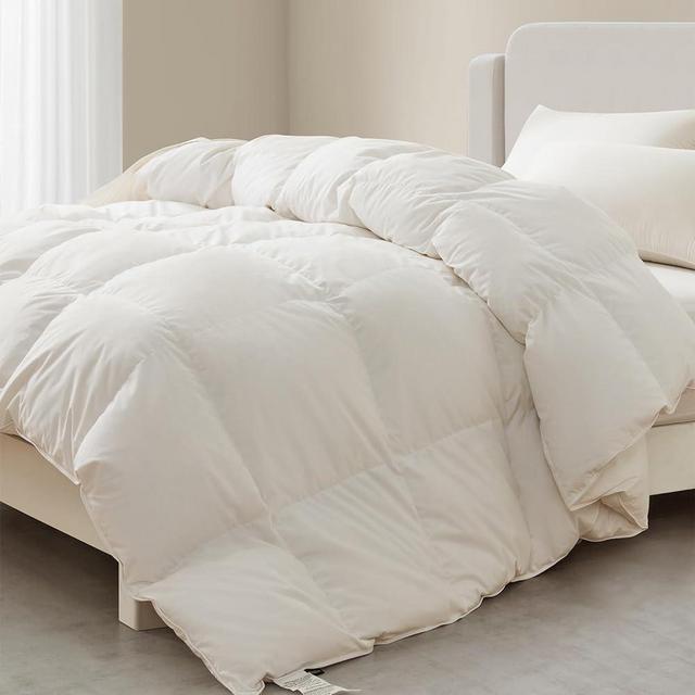 Maple&Stone California King Goose Feather Down Comforter - All Season White Down Duvet Insert - Ultra Soft 100% Cotton Cover Fluffy, California King 108 x 98 Inches