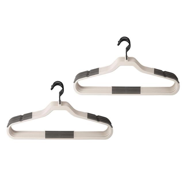 Squared Away™ No Slip Slim Hangers in Oyster Grey with Black Hook (Set of 16)