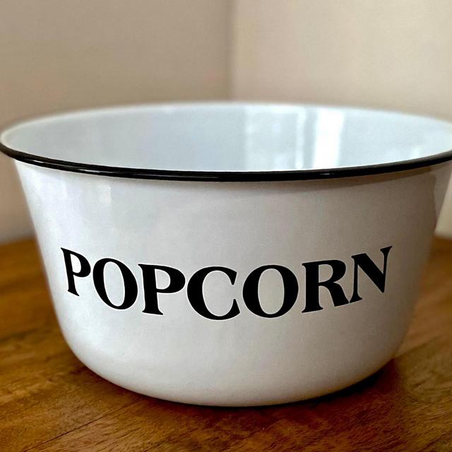 Enamel Popcorn Bowl - Large Popcorn Bowl - 10x10x5”