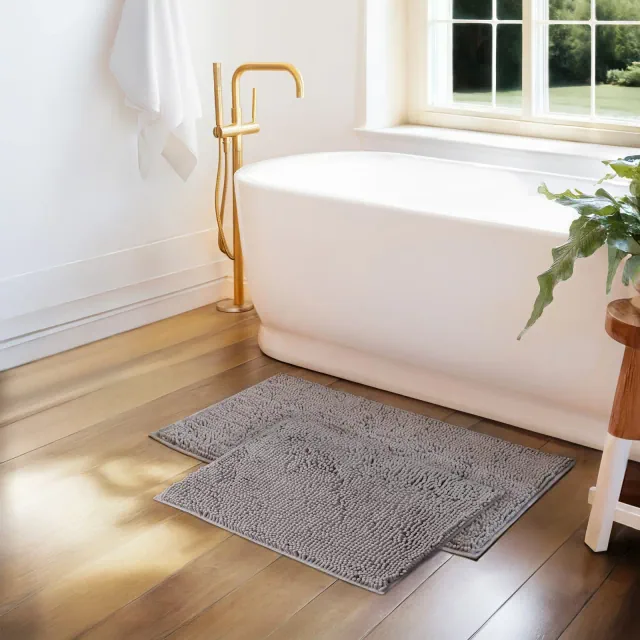Soft Absorbent Chenille Bath Mat Rug with Anti-Skid Rubber Backing - Becky Cameron