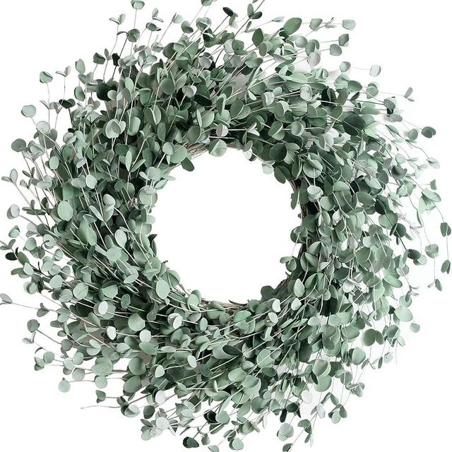 Egolot 24 Inch Everyday Greenery Boxwood Wreath for Front Door, Soft Touch Green Mini Leaves Wreath for Indoor and Outdoor, Romantic Green Wreath for Wedding Decor