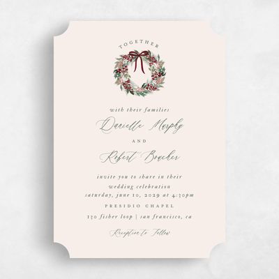 Beige Ticket Wedding Invitation - Bryn Classic