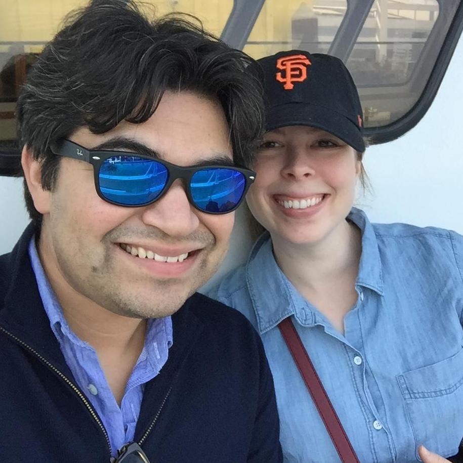 On the ferry to Alcatraz during our first visit together to San Francisco.