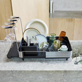 Extend Steel Plus Expandable Dish Rack with Wine Glass Holder
