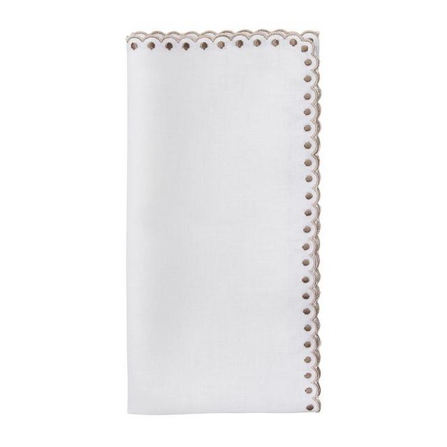 SCALLOP DOT NAPKIN IN WHITE & TAUPE