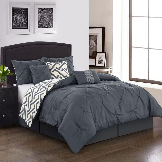 Nanshing Loren Reversible 7-Piece King Comforter Set in Grey