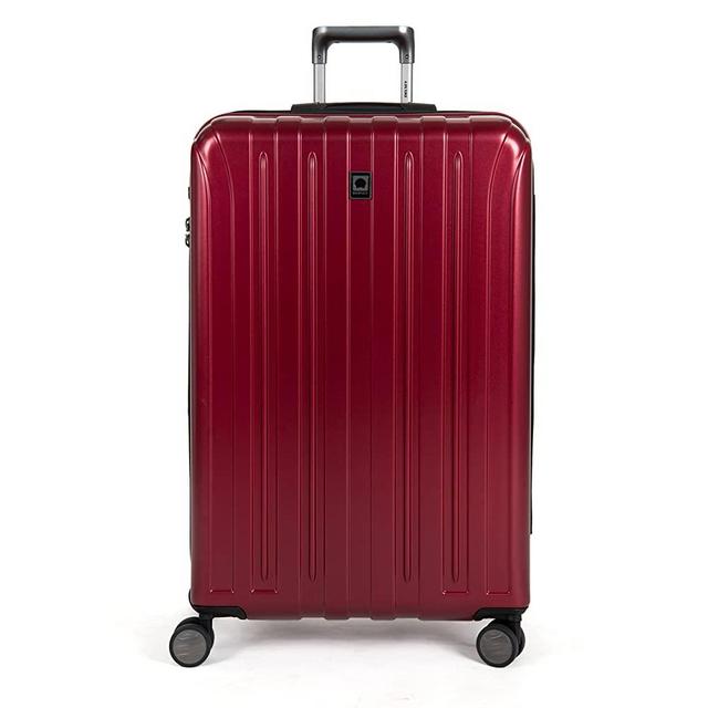 DELSEY Paris 207183004 Titanium Hardside Expandable Luggage with Spinner Wheels, Black Cherry Red, Checked-Large 29 Inch