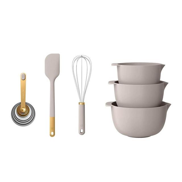 Beautiful 14-Piece Mix & Measure Set, Porcini Taupe by Drew Barrymore – Mixing Bowls, Measuring Cups, Measuring Spoons, Nesting Design, BPA-Free, Dishwasher Safe, Kitchen Baking Essentials, Gift Set