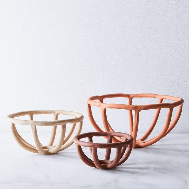Handmade Nested Coil Prong Bowls - Size: Large, Color: Terracotta