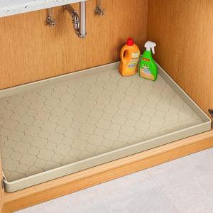Jin&Bao Waterproof Under Sink Mat 28" x 19", Thick Silicone Mat Cabinet Protector for Kitchen and Bathroom, Shelf Liner, Home Organizer and Storage, Multipurpose Tray for Gadgets and Essentials