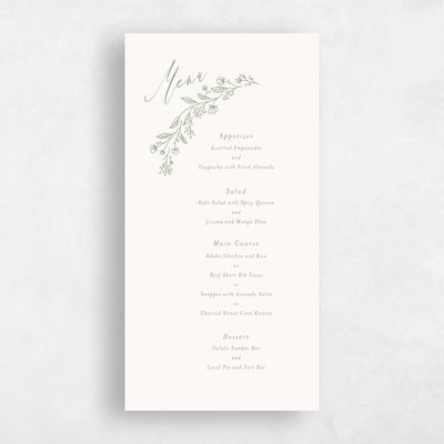 Bright Sage, Green Wedding Menu - Miette