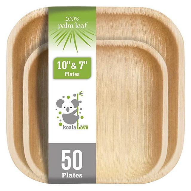 Palm Leaf Plates 10&7 Inch Bamboo Plates Disposable 50 Pack Bulk Eco-Friendly Biodegradable Compostable Plates Best Alternative To Wooden Plastic Paper Plates By KoalaLove